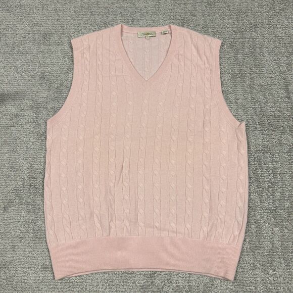 Peter Millar Vest Mens Large 100% Cashmere Sleeveless Golf Pullover Light Pink - Picture 1 of 7